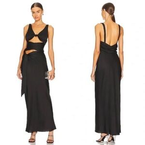 $315 Danielle Guizio NY Black Sainte Cut-out Ruched Maxi Dress Size Medium